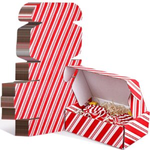 tenceur 24 pcs christmas gift box with lid 6 x 4 x 2 inch small corrugated cardboard paper boxes small business gift packaging mailing supplies recyclable mailer box, red white striped