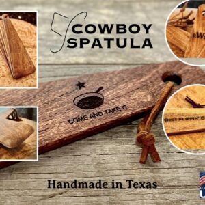 COWBOY SPATULA Mesquite Wood Spatula - Original Handmade in Texas Made in USA For Non stick Frying Pan, Cast Iron Skillet, griddle, baking, stainless steel (Original - Plain - No personalization)