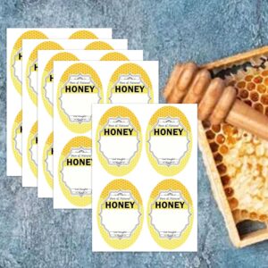 Oval Pure Natural Honey Jars and Bottles Labels 2 x 3 Inch Honey Bee Bottling Labels - Honey Farm Kitchen Name Home Business Round Mason Jar Labels for Honey Quart Jars and Honey Bears 60 Pcs