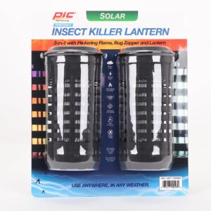 PIC Solar Portable Insect Killer, 3-in-1 with Flickering Flame, Bug Zapper and Lantern