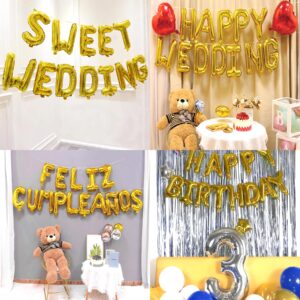 Happy Birthday Balloon Banner Custom Phrase Balloons letter 16 inch Personalized Alphabet Letters Foil Mylar Balloons (Gold)