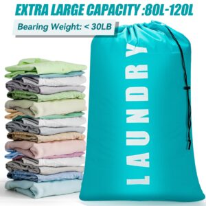 Isink Laundry Bag,2 Pack Travel Laundry Bags for Dirty Clothes,Large Laundry Bags for Traveling,Dirty Clothes Travel Bag,Laundry Bags for Camp, 24" x 36" (Cyan + Gray)