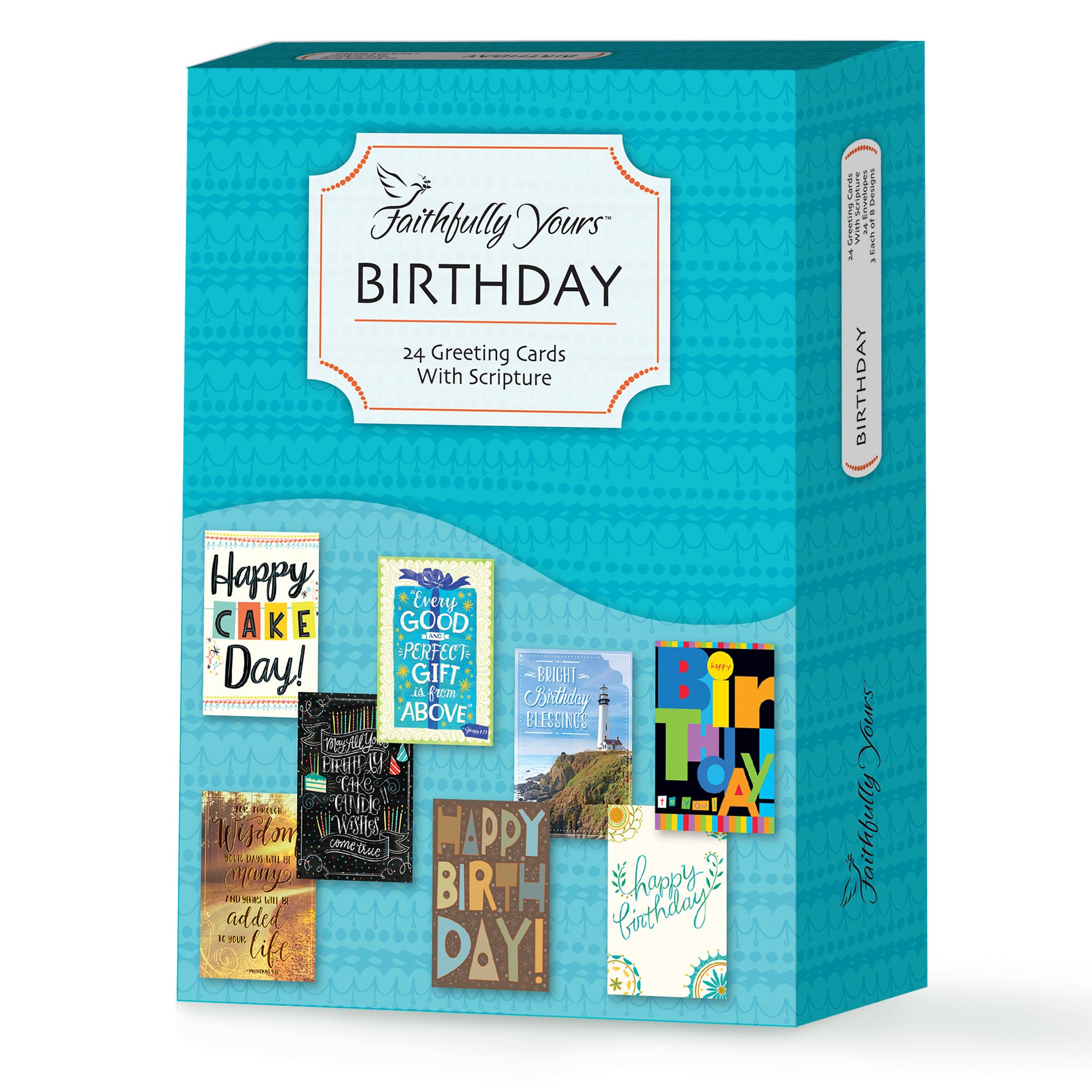 Faithfully Yours Designer Greetings Typographic Birthday Boxed Card Assortment, Gift From Above with Biblical Scripture Verses (Box of 24 Greeting Cards with Envelopes)