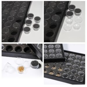 MIAO JIN Black Foam Gem Jars Showcase, Black Detachable Display Tray for Collectibles, 50 Grids Diamond Painting Bead Organizers Storage Containers