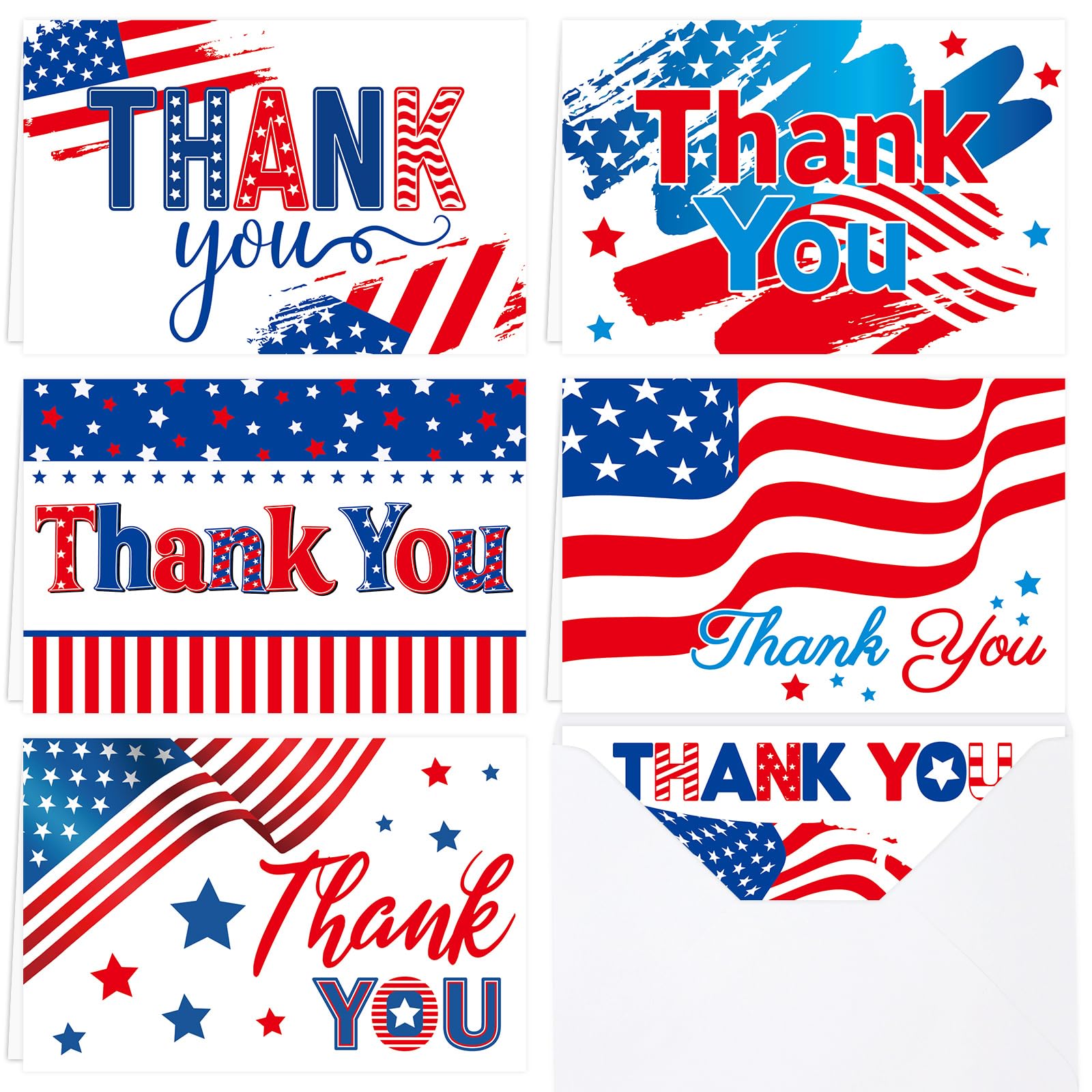 Fancy Land Patriotic Thank You Cards with Envelopes American Flag Note Cards for Veterans Memorial Day Voter Election Campaign Supplies 24Pcs