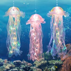 Glitter Iridescent Jellyfish Hanging Decor Jellyfish Kit for Under The Sea Little Mermaid Party Decoration Centerpiece Hanging Jelly Fish Decor Ocean Birthday Wedding Bridal Baby Shower Party Supplies