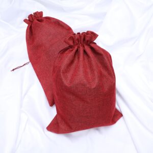 Tapleap Burlap Bags with Drawstring, 10x14 Burlap Favor Sacks (Lot of 10) for Wrapping Halloween Favors or Gifts, Birthday, Wedding, Party or Household Use(Red)