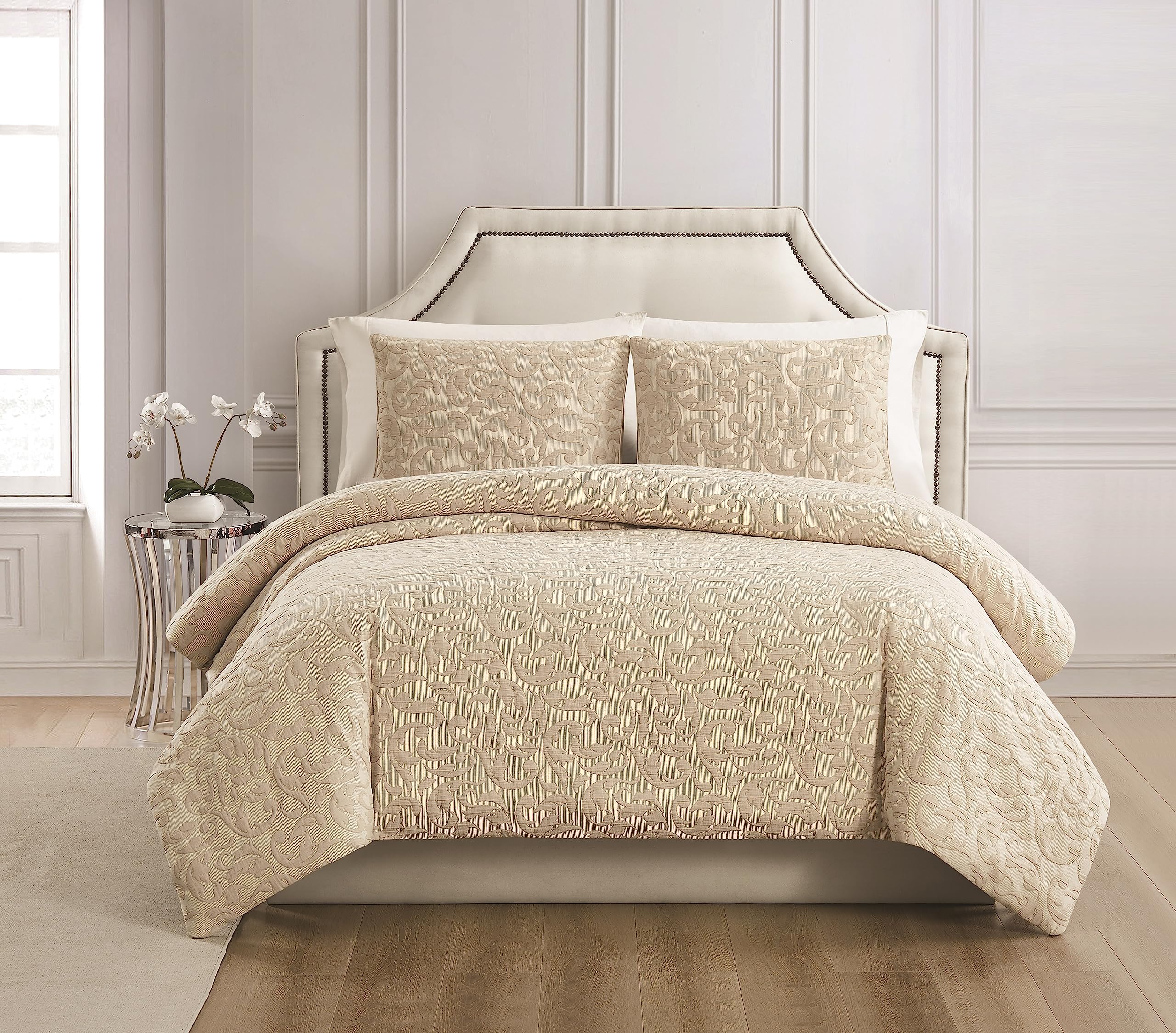 Charisma Regan Matelasse, Queen Duvet, Tan