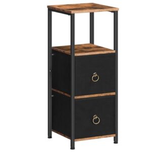 hoobro corner bathroom storage cabinet, organizers and storage cabinet, multifunctional corner unit, 4-tier corner shelf with 2 drawers, for bathroom, living room, rustic brown and black bf87cw01