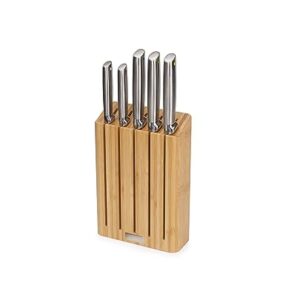 Joseph Joseph Elevate Kitchen Knives 5-Piece Set, Japanese Stainless Steel, Slimline Bamboo Knife Block