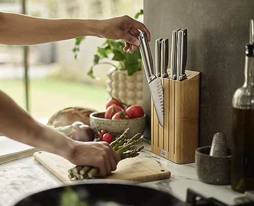 Joseph Joseph Elevate Kitchen Knives 5-Piece Set, Japanese Stainless Steel, Slimline Bamboo Knife Block