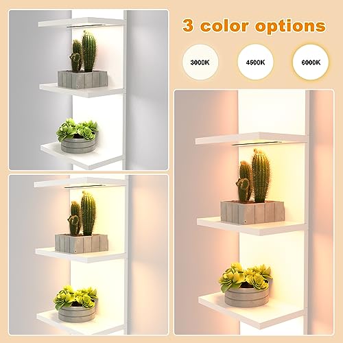 Bloddream 5 Tier Wall Shelves with LED Light, Modern Wall Mount Lack Shelf, Vanity Floating Shelves Home Decor Organizer Tall Tower Design Utility Shelf (White)