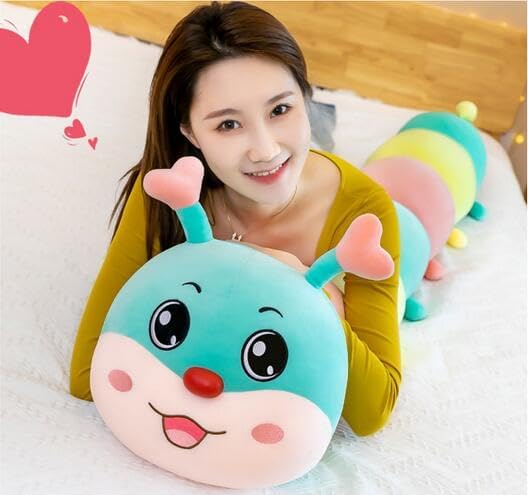 RONGXG Cute Caterpillar Plush Pillow Colorful Stuffed Animal Toy Girl Stuffed Hugging Pillow Gift Sweet Companion Doll Toy Gift for Birthdays 110CM