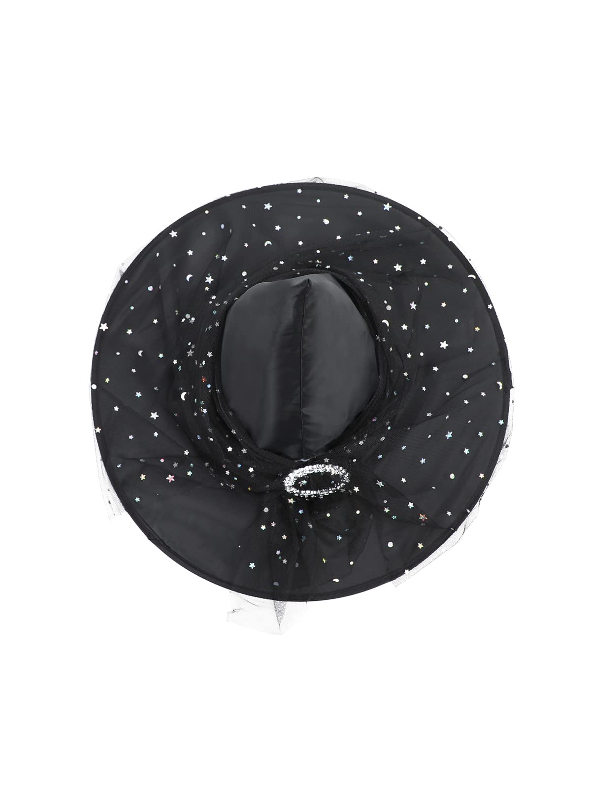 Century Star Kids Witch Hat Girls Lace Halloween Hat for kids Youth Teens Halloween Decorations Party Cosplay 1Pc Black Starlight M