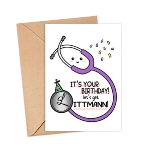 OwingsDesignsPerfect It's Your Birthday Let's Get Littman Card - Emergency Medicine Card - Medical Pun Card - Cute Medical Card Gift For Doctor-Nurse - Pediatrician Card - Greeting Card