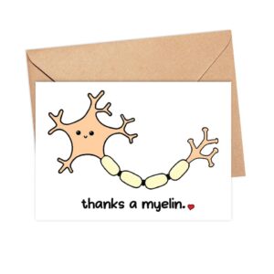 OwingsDesignsPerfect Thanks A Myelin Card - Science Card Gift For Doctor-Nurse-Teacher - Cute Medical Card - Thank You Card - Nerdy Card - Neurology Card - Greeting Card