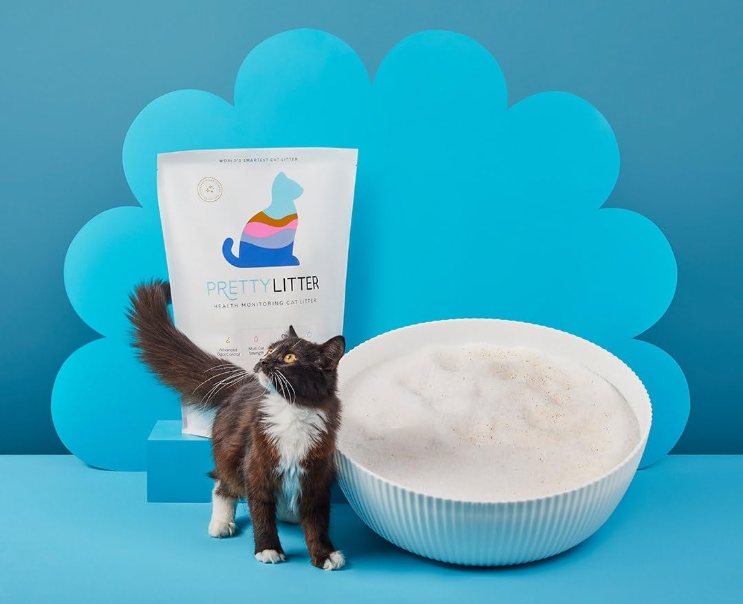 PrettyLitter Health Monitoring Cat Pet Litter (6 lbs), Unscented, Silica Gel, House-cats, Litter