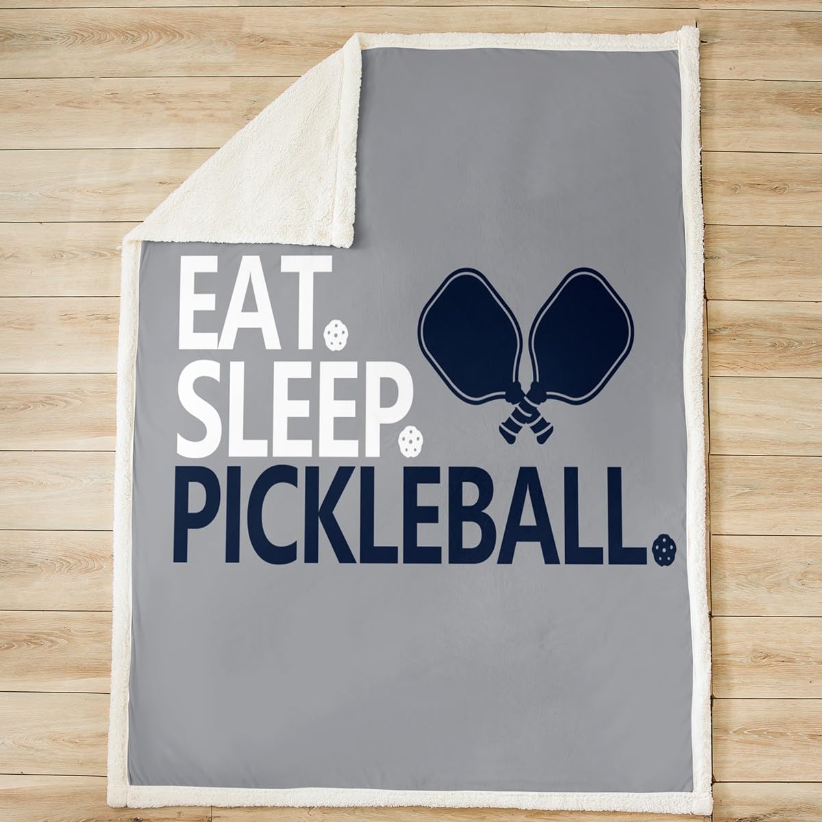 Pickleball Sherpa Throw Blanket Twin 60"x80" Kids Pickleball Gifts Fleece Throw Blanket for Gifts for Pickleball Lovers Fuzzy Plush Blanket Pickleball Accessories Flannal Blanket Blue Gray Decor