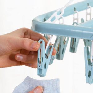 Clothes Drying Rack with 32 Clips, Underwear Hanger with Clips, Laundry Drying Rack Folding Sock and Underwear Hanger, Swivel Clothes Drying Clip, for Socks, Bras, Lingerie, Clothes