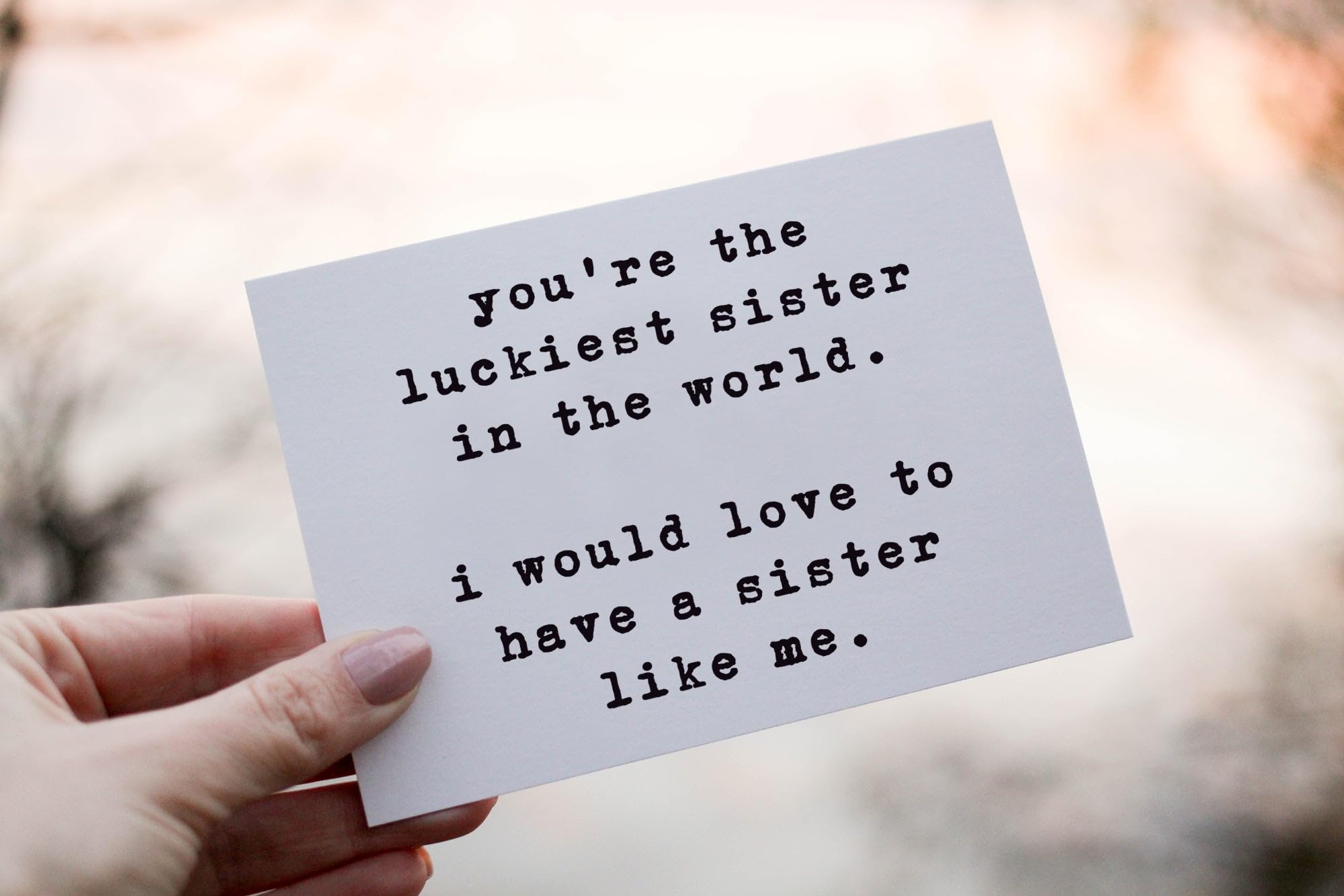 OwingsDesignsPerfect You're The Luckiest Sister In The World Card - Just Because Card - Funny Sister Birthday Card - Snarky Birthday Card - Humorous Card - Snarky Humor Birthday Card - Greeting Card