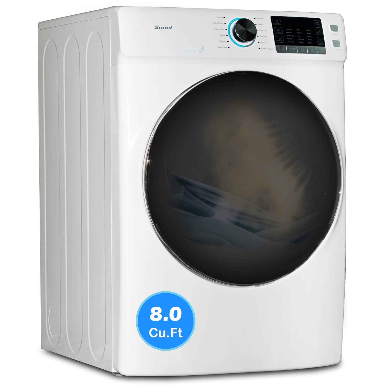 Smad 8.0 Cu.ft Electric Dryer, 27" Full Size Clothes Dryer Machine, 120V 240V Stackable Large Capacity Front Load Dryer For Apartment, Home, RV and Laundry