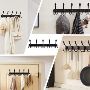 YOUDENOVA Wall Mount Coat Hook, Metal Coat Hanger for Hanging Clothes, Black Wall Coat Hooks for Bedroom, Kitchen, Bathroom, Black