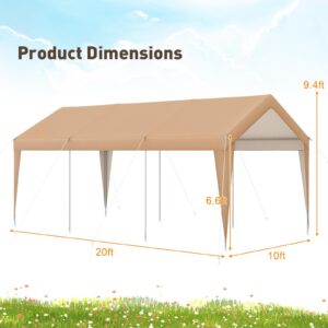 S AFSTAR 10x20FT Carport, Heavy Duty Car Shelter Tent with 180g PE Canopy, 8 Sturdy Galvanized Steel Legs, Ball Bungees, Portable Garage Car Canopy Car Port for Outdoor SUV Truck Car Party Wedding