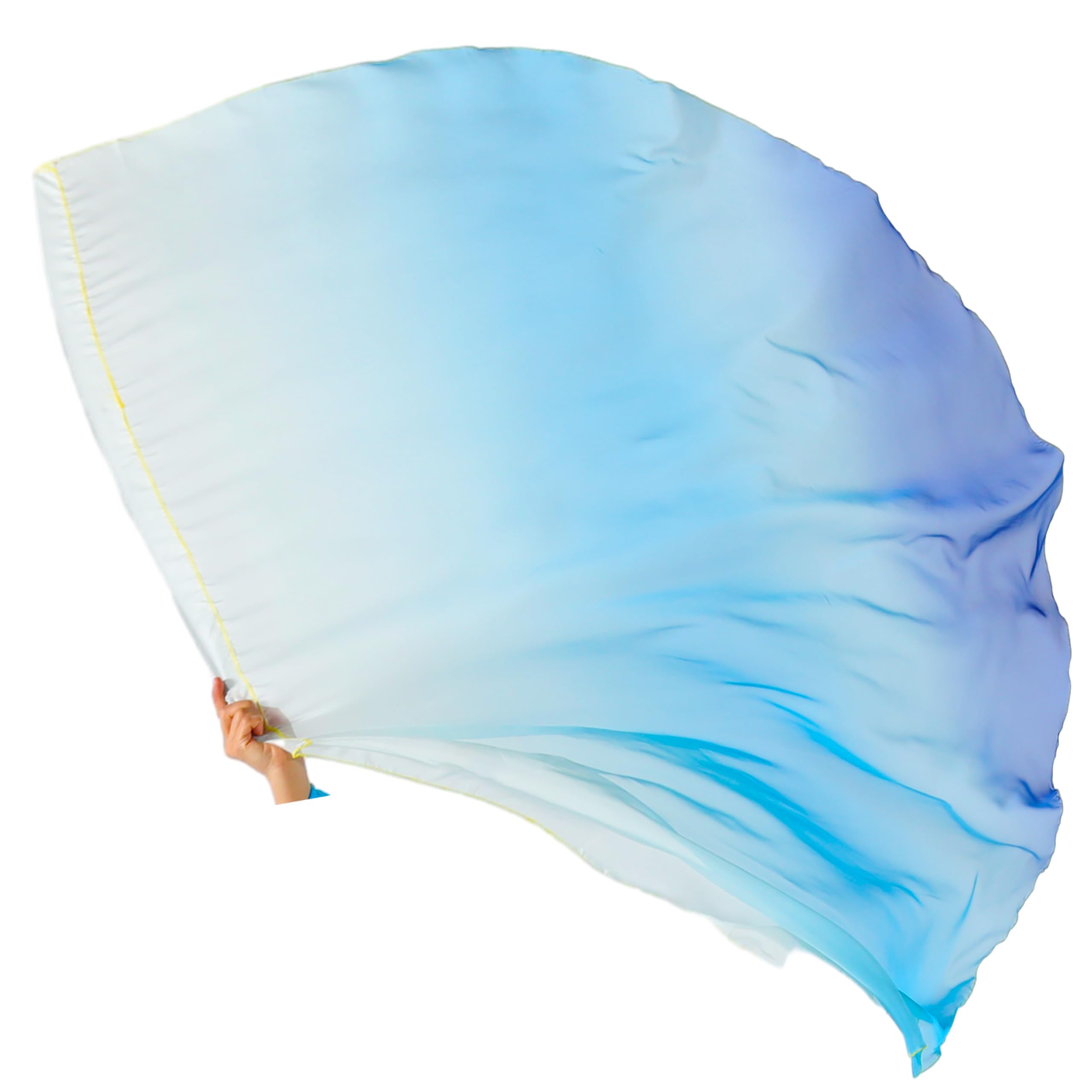 Wuchieal Porphetic Praise Dance Worship Flex Flags, radius 55" x 74" semicircle Dance Ministry Streamer (6#WHITE-BLUE-BLUE)