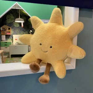 LONGRUSH Amuseable Sun, Yellow Fun Sun Plush Stuffed Toy, Kawaii Summer Sunshine Plushie, Sun Shape Soft Plush, Car Pillow Neck Pillow Plush Toy, Kid Stuffed Star Toy-13.7in *00*