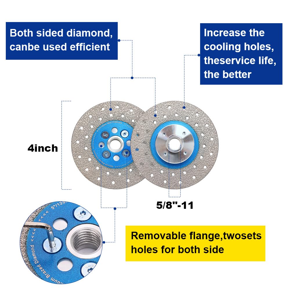 VOSIDUE 4.5" Beveling Diamond Blade Granite Cutting Diamond Blade Fast Cutting and Grinding Shaping Diamond Disc for Angle Grinder