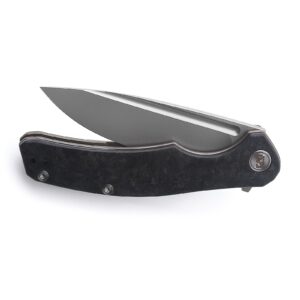 Miguron Knives M Velona Flipper Folding Knife,3.5" M390 Blade Bronze Anodized Titanium With Carbon Fiber Handle,Camping Hiking Pocket Knife MGR-613BNS