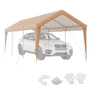 S AFSTAR 10x20FT Carport, Heavy Duty Car Shelter Tent with 180g PE Canopy, 8 Sturdy Galvanized Steel Legs, Ball Bungees, Portable Garage Car Canopy Car Port for Outdoor SUV Truck Car Party Wedding