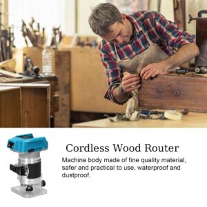 Cordless Compact Router, Weytoll 18V 18000RPM Brushless Trim Router, Wood Trimmer Router, 6.35mm Trim Diameter Cordless Palm Router Suitable for Makita Battery, 6 Level Speed Adjustable (Tool Only)