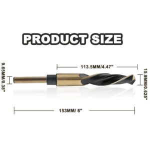 LifCratms 5/8" Reduced Shank Drill Bit, 0.38" Shank HSS Drill Bit Black and Gold Oxide Finish, 115 Degree Split Point Industrial Drill Bit for General Building Engineering Woodworking DIY Projects