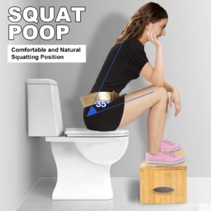 Toilet Stool,7 Inches Foldable Bamboo Squat Poop Stool for Children Adults Seniors,Ergonomic Design for Comfortable Squatting,Sturdy Potty Stool for Bathroom Toilet.