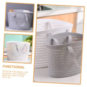 Outanaya 2pcs Plastic Laundry Basket Plastic Baskets for Storage Camping Storage Containers Plastic Storage Totes Holder Camping Food Basket Carrying Laundry Basket Light Grey