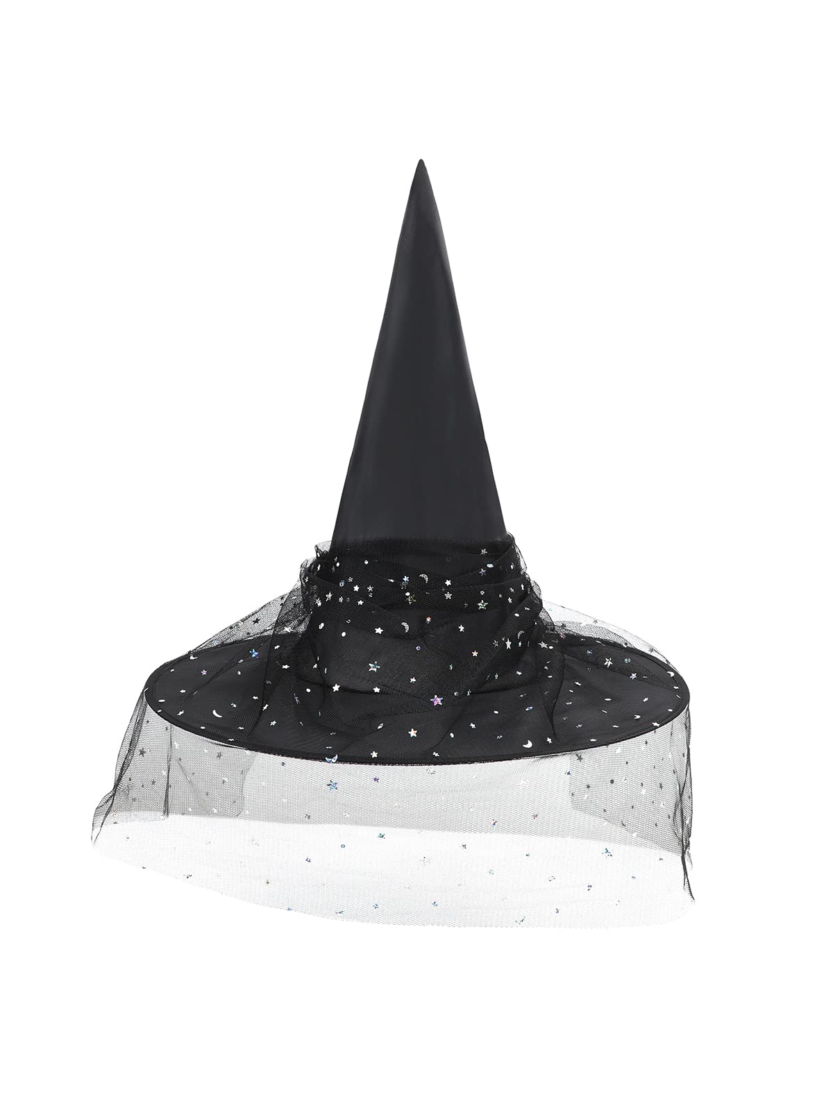 Century Star Kids Witch Hat Girls Lace Halloween Hat for kids Youth Teens Halloween Decorations Party Cosplay 1Pc Black Starlight M