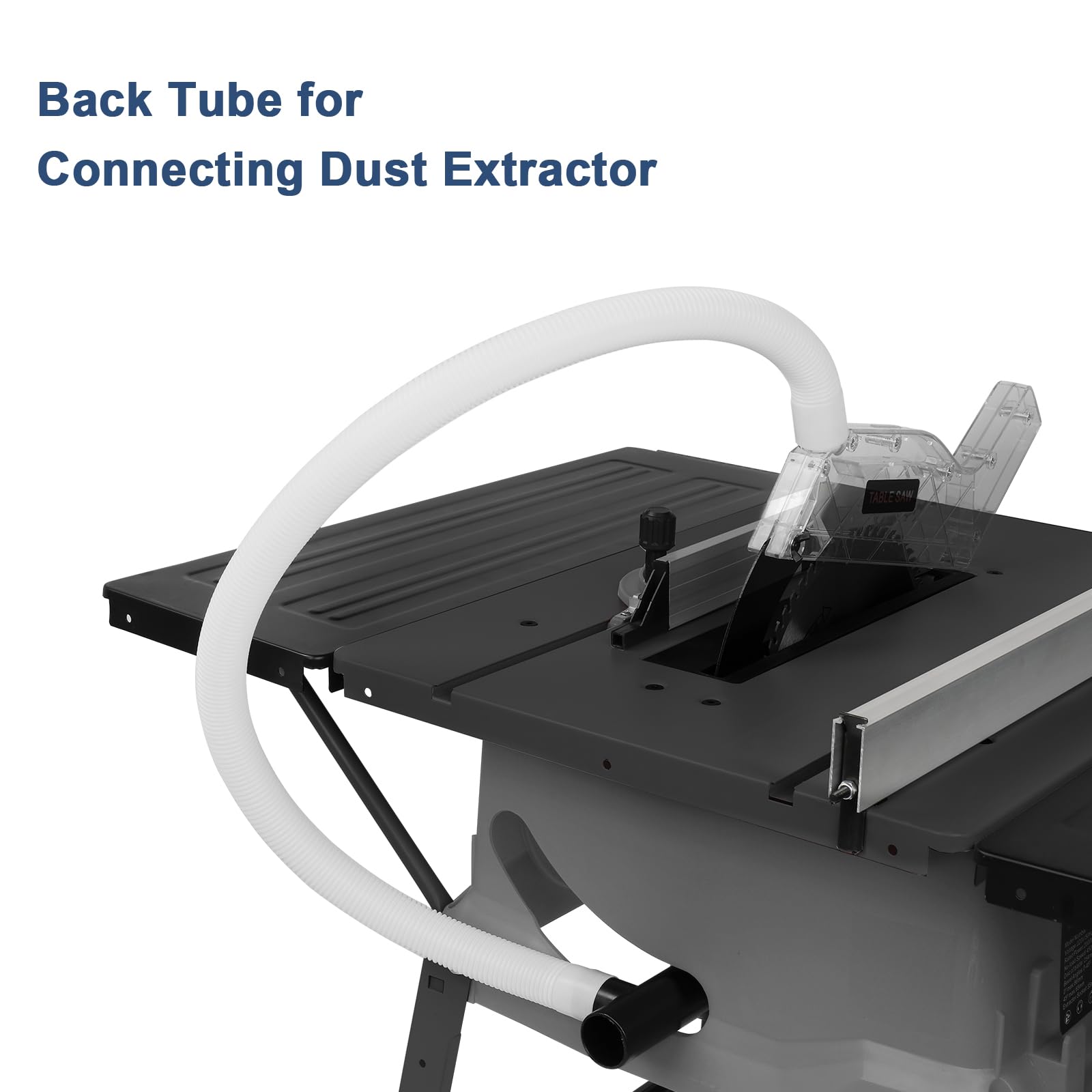 TUFFIOM 10inch Table Saw w/Port for Connecting Dust Collector, Portable Benchtop Table Saw w/ 60T Blade, Stand & Push Stick, 5000RPM, Adjustable Blade Height, 90°Cross Cut & 0-45°Bevel Cut, Gray