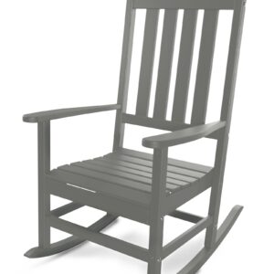 Adiromoti Outdoor Rocking Chair, All-Weather Resistant Poly Lumber Rocker Chair Outdoor, High Back Plastic Patio Rocking Chairs for Outside Porch Rocker Garden Lawn, Slate Grey