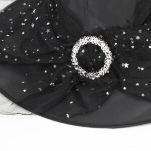 Century Star Kids Witch Hat Girls Lace Halloween Hat for kids Youth Teens Halloween Decorations Party Cosplay 1Pc Black Starlight M