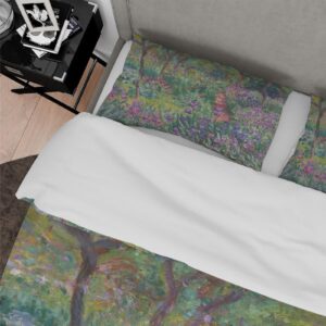 HOBBOY Bright Colors Bedding Duvet Cover Sets Claude Monet Aesthetic Bedding Sets 1 Duvet Cover 2 Pillow Cases Comfortable & Breathable California King