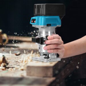 Cordless Compact Router, Weytoll 18V 18000RPM Brushless Trim Router, Wood Trimmer Router, 6.35mm Trim Diameter Cordless Palm Router Suitable for Makita Battery, 6 Level Speed Adjustable (Tool Only)