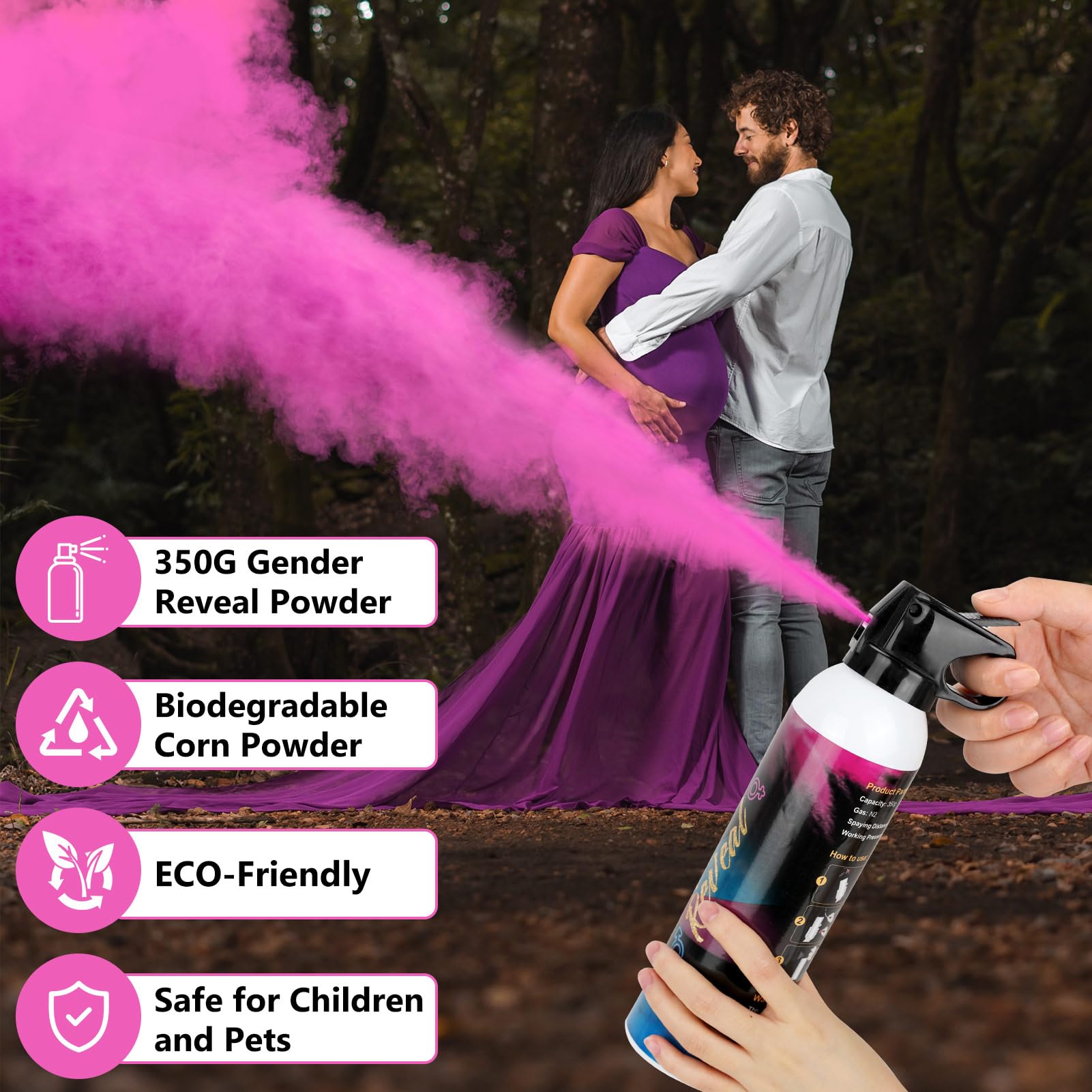 Gender Reveal Fire Extinguisher 2 Packs, Gender Reveal Ideas, Baby Girl Reveal Party Ideas 100% Biodegragable for Gender Reveal Decorations（Pink）