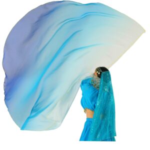 Wuchieal Porphetic Praise Dance Worship Flex Flags, radius 55" x 74" semicircle Dance Ministry Streamer (6#WHITE-BLUE-BLUE)