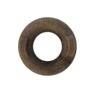 kong bamboo rockerz chewing reward for dental health in dogs (medium, ring) brown