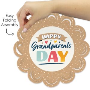 Big Dot of Happiness Happy Grandparents Day - Grandma & Grandpa Party Round Table Decorations - Paper Chargers - Place Setting For 12