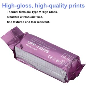 UPP-110HG Ultrasound Paper Compatible for Sony, 2 Roll High Gloss Ultrasound Thermal Print Film/Media 110mm x 18m