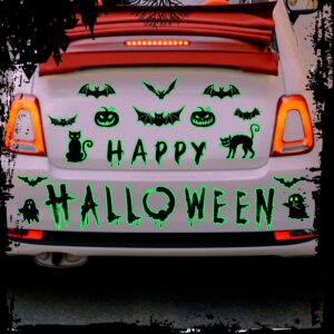 28 Pcs Halloween Garage Door Magnets Glow in The Dark Magnetic Halloween Garage Door Decorations with Bat Pumpkin Ghost Black Bat Magnet Decal Sticker for Garage Door Car Refrigerator