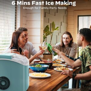 Nugget Ice Maker Countertop, Silonn Chewable Pellet Ice Machine with Self Cleaning Function, Pebble Portable Ice Maker with Ice Scoop for Home Kitchen Office, Green