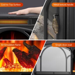 R.W.FLAME Electric Fireplace Heater 12 Flame Color, 25" Freestanding Fireplace Infrared Stove 500W/1500W, 3D Realistic Flame Effects, Adjustable Brightness and Heating Mode, Overheating Safe Design